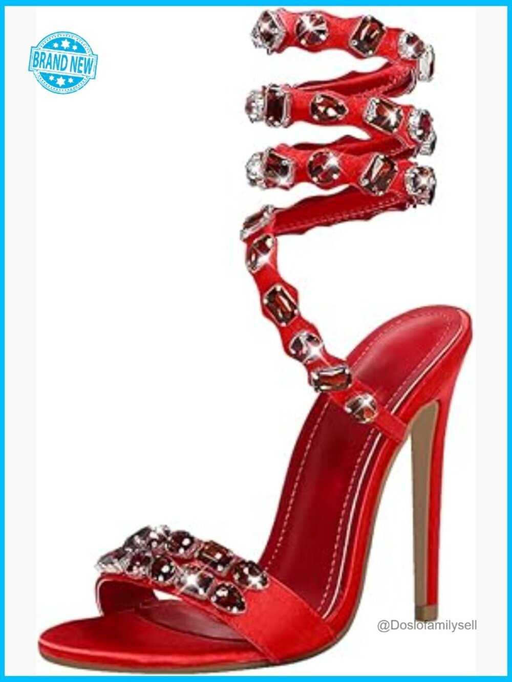 Rhinestone Studded Lace Up Stilettos Ankle Wrap High Heels Sandals Wedding